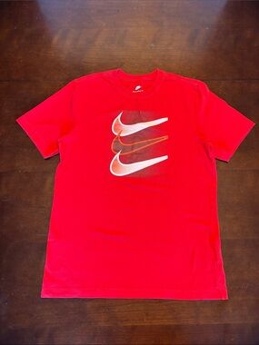 Nike Red Short-Sleeve Tee with Triple Swoosh Graphic